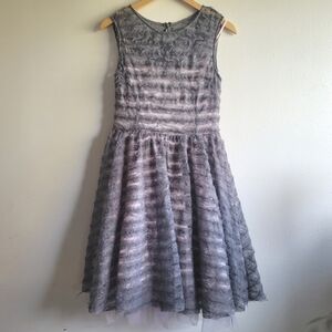 ANTHRO EVA by Eva Franco,Renee Fit and Flare,Chiffon‎ Lace in Grey & Pink,Size 2